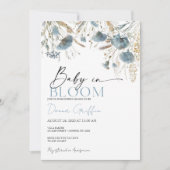 Bébé Boho Bleu En Fleur Invitation (Devant)