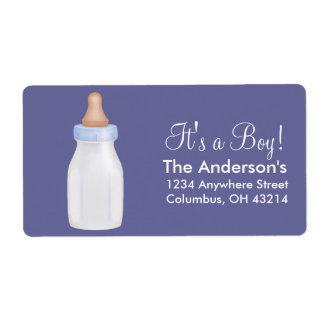 Bébé Bouteille Bleu Retourner l'adresse Étiquettes