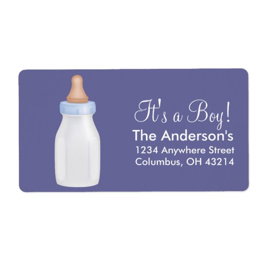 Bébé Bouteille Bleu Retourner l'adresse Étiquettes (Devant)
