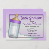 Bébé Bouteille Purple Invitations De Douche Pour B (Devant / Derrière)