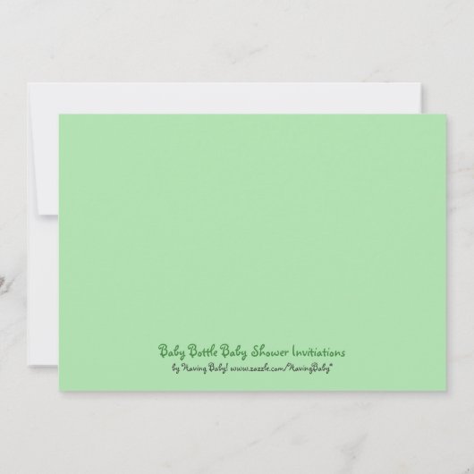 Bébé Bouteille Vert Bébé Douche Invitations (Dos)
