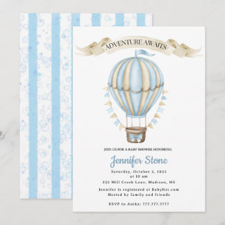 Bébé Boy Shower Invitation - Hot Air Balloon