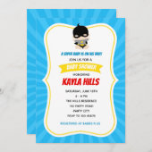 Bébé Boy Shower Invitations (Superhero) Bleu (Devant / Derrière)