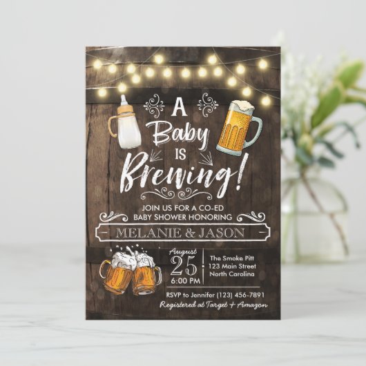 Bébé brasse Baby shower Invitation Bière (Debout devant)