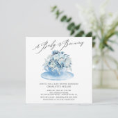 Bébé brasse Blue Floral Baby Tea Invitation (Debout devant)