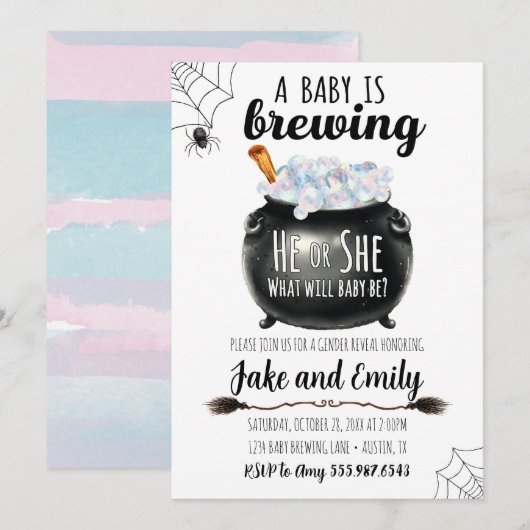 Bébé brasser Genre révéler Lui ou elle Invitation (Devant / Derrière)