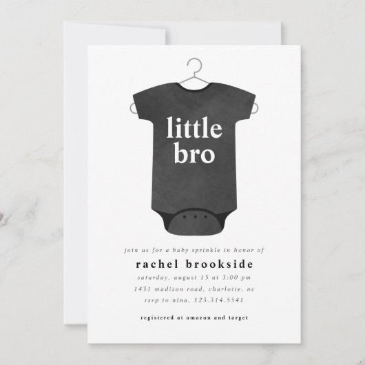 Bébé Brother Bodysuit Sprinkle Shower Invitation (Devant)
