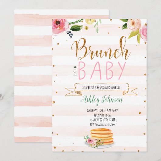 Bébé brunch invitation (Devant / Derrière)