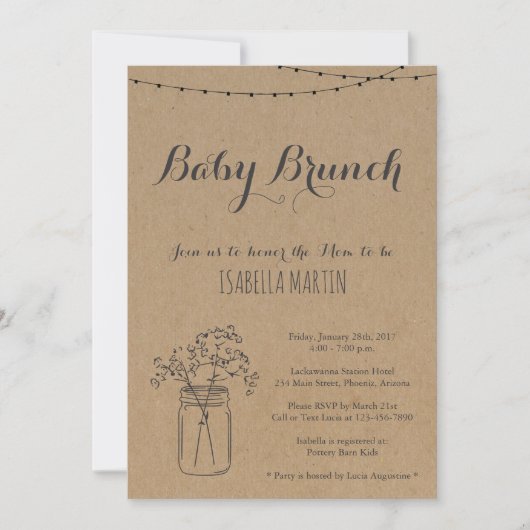 Bébé Brunch Invitation sur Kraft Arrière - plan (Devant)