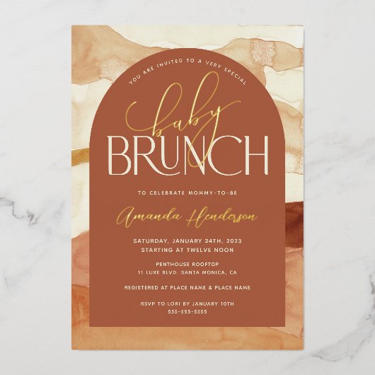 Bébé Brunch Neutre Tone Foil Invitation (Recto)