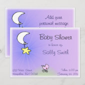 Bébé buggy and moon - Invitations de douches pour (Devant / Derrière)