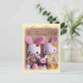 Bébé Bunnies Élégantes Jumelles Invitations d'anni (Debout devant)