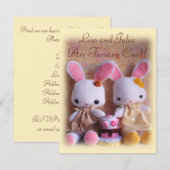 Bébé Bunnies Élégantes Jumelles Invitations d'anni (Devant / Derrière)