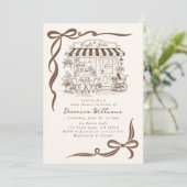 Bebe Cafe Parisian Theme Bow Coffee Baby Shower Kaart (Staand voorkant)