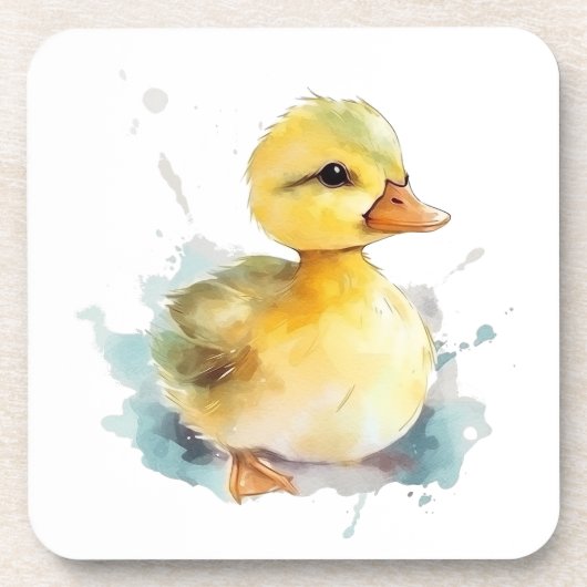Bébé Canard aquarelle dessous de verre en plastiqu (Devant)