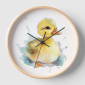 Bébé Canard Aquarelle Horloge murale (Recto)