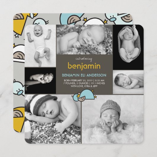 Bébé Canards Photo Collage Faire-part de naissance (Devant / Derrière)