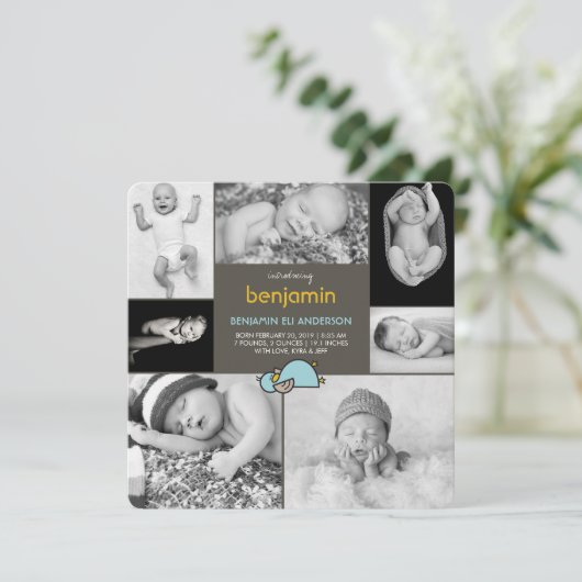 Bébé Canards Photo Collage Faire-part de naissance (Debout devant)