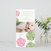 Bébé Carte de remerciements rose et vert Dahlia Fl (Debout devant)