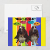 Bébé Carte Postale Joyeux Anniversaire Bassets Arc (Devant / Derrière)
