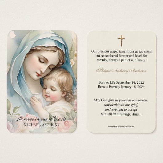 Bébé catholique funéraire carte sainte - (Devant & derrière)