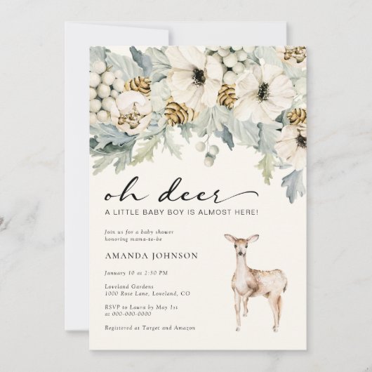 Bébé cerf Boy Shower Invitation (Devant)