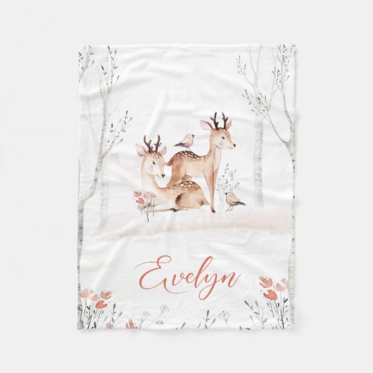 Bébé cerf couverture en bois | 30x40 polaire (Devant)
