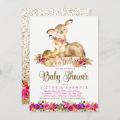 Bébé cerf fille douche Invitations (Devant / Derrière)