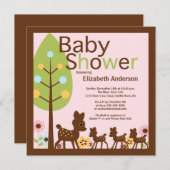 Bébé Cerf Triplé Invitation Baby shower multiple (Devant / Derrière)