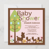 Bébé Cerf Triplé Invitation Baby shower multiple (Devant)