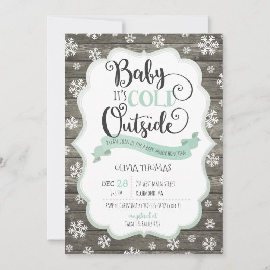 Bébé c'est froid dehors Baby shower Invitation (Devant)
