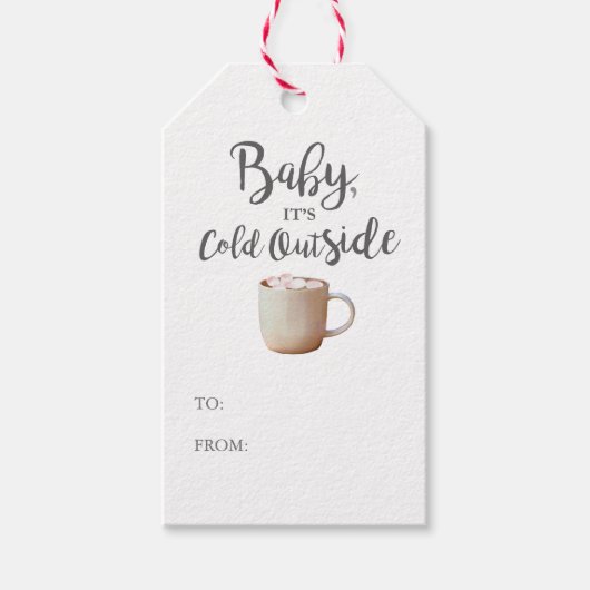 Bébé C'est froid dehors Chaud cacao rose étiquette (Devant)