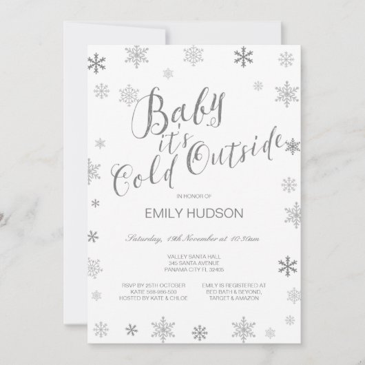 Bébé C'est Froid Dehors Invitation Editable pour B (Devant)