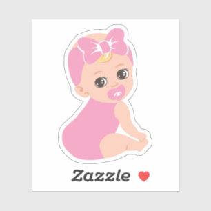 Bébé chauve fille Sticker avec cou rose
