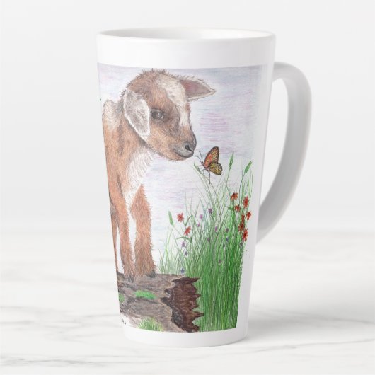 Bébé chèvre Latte Mug (Angle droit)