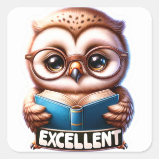 Bébé Chouette "Excellent" Sticker d'encouragement