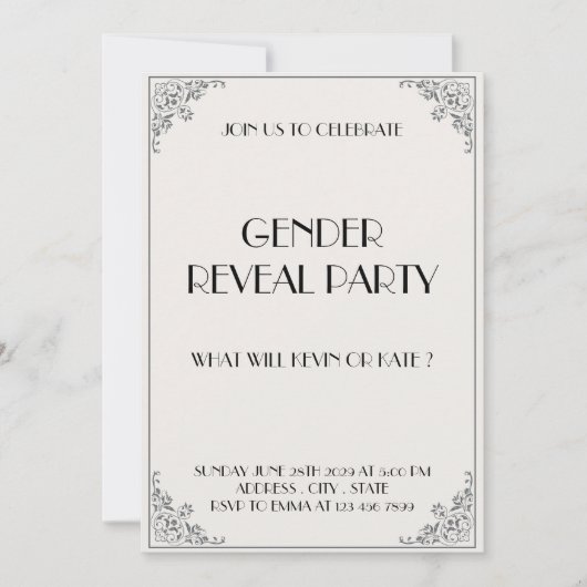 Bébé classique Genre Reveal Party Invitation (Devant)
