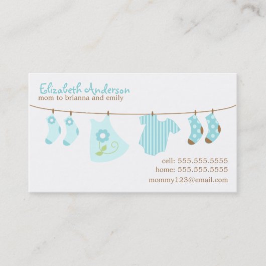 Bébé Clothesline Maman Cartes d'appel (Devant)