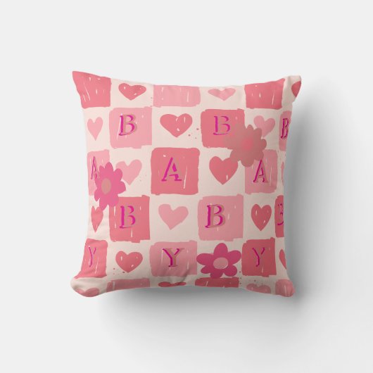 Bébé coeur rose Lève oreiller (Recto)