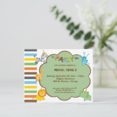 Bébé coloré Animaux Invitations personnalisables (Debout devant)