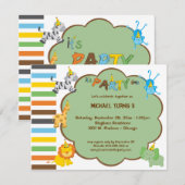 Bébé coloré Animaux Invitations personnalisables (Devant / Derrière)