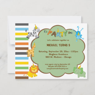 Bébé coloré Animaux Invitations personnalisables