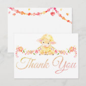 Bébé coloré Moutons / Agneau Carte de remerciement (Devant / Derrière)