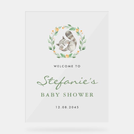 Bébé couchage Raccoon Baby shower de couronne Bien (Recto)