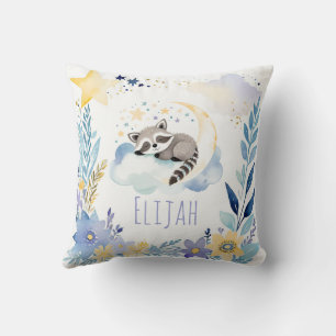 Bébé couchage Raccoon Boho Nom Nursery Coussin