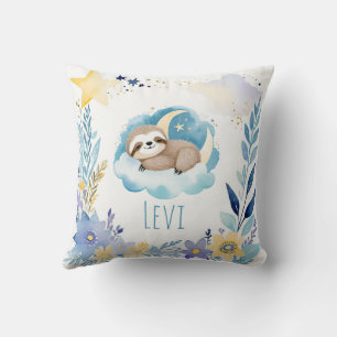 Bébé couchage Sloth Boho Nom Nursery Coussin
