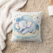 Bébé couché Eléphant Boho Nom Nursery Coussin (Couverture)