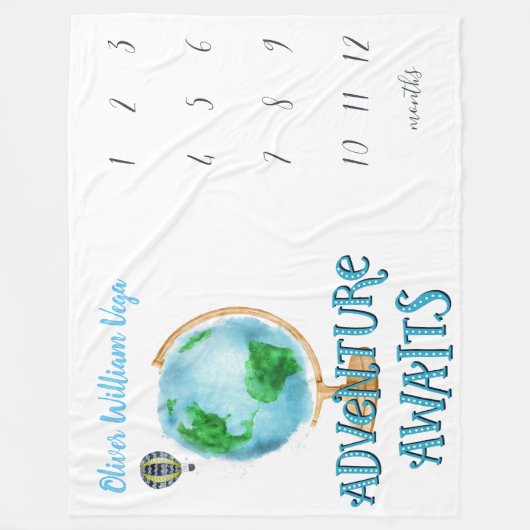 Bébé - Couverture de jalon | Mois | Aventure Atten (Devant)