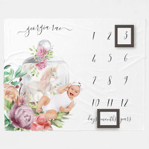 Bébé - Couverture de jalon   Unicorne aquarelle