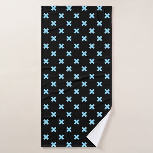 Bébé croix bleu coutures sur noir (Serviette de bain)